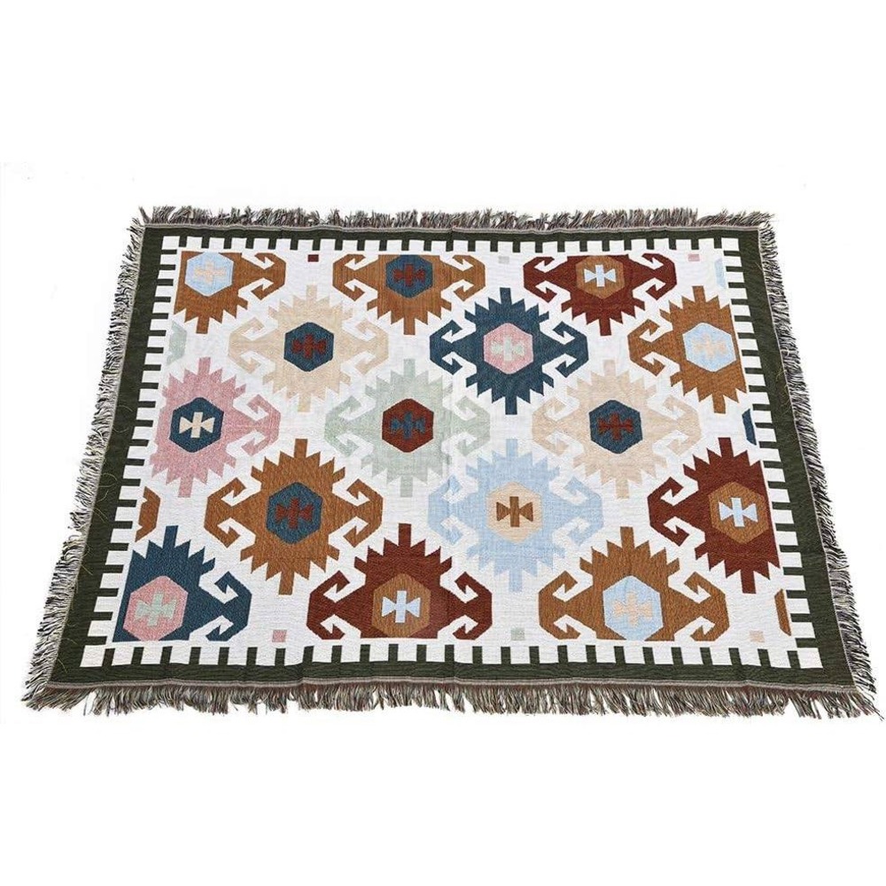 Boho Throw‎ Blanket Light Geometry Polyester with Tassels 70"x50" Decorative Sof